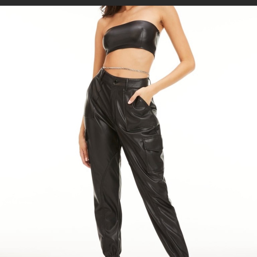 Good American leather cargo pants